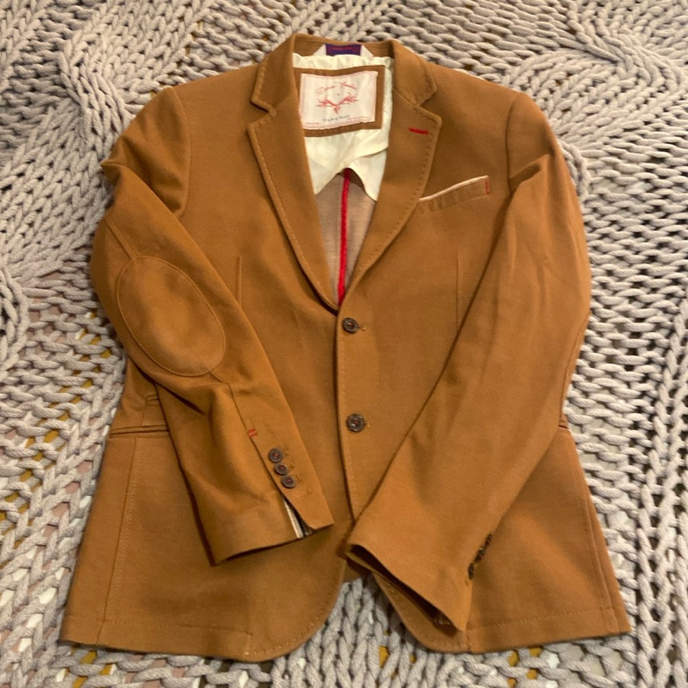 Tan Zara cotton unlined jacket in size 42R